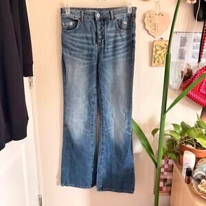 Anthropologie blue low rise flare